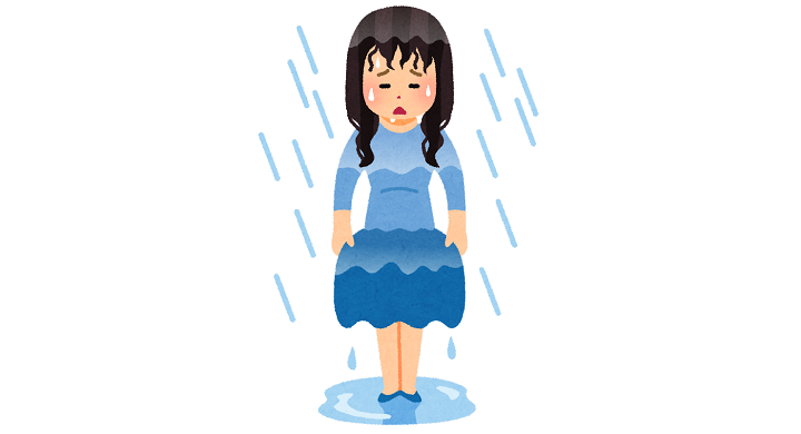 雨でずぶ濡れの人