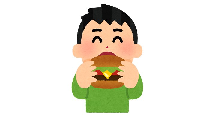 ハンバーガーを食べる人