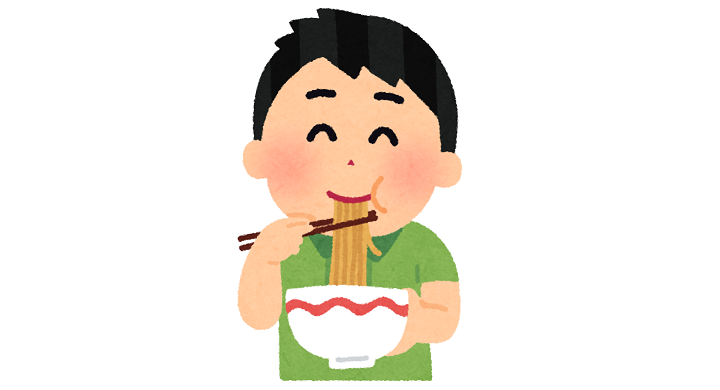 ラーメンを食べる男の子