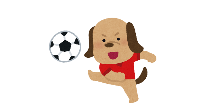 サッカーをやる犬